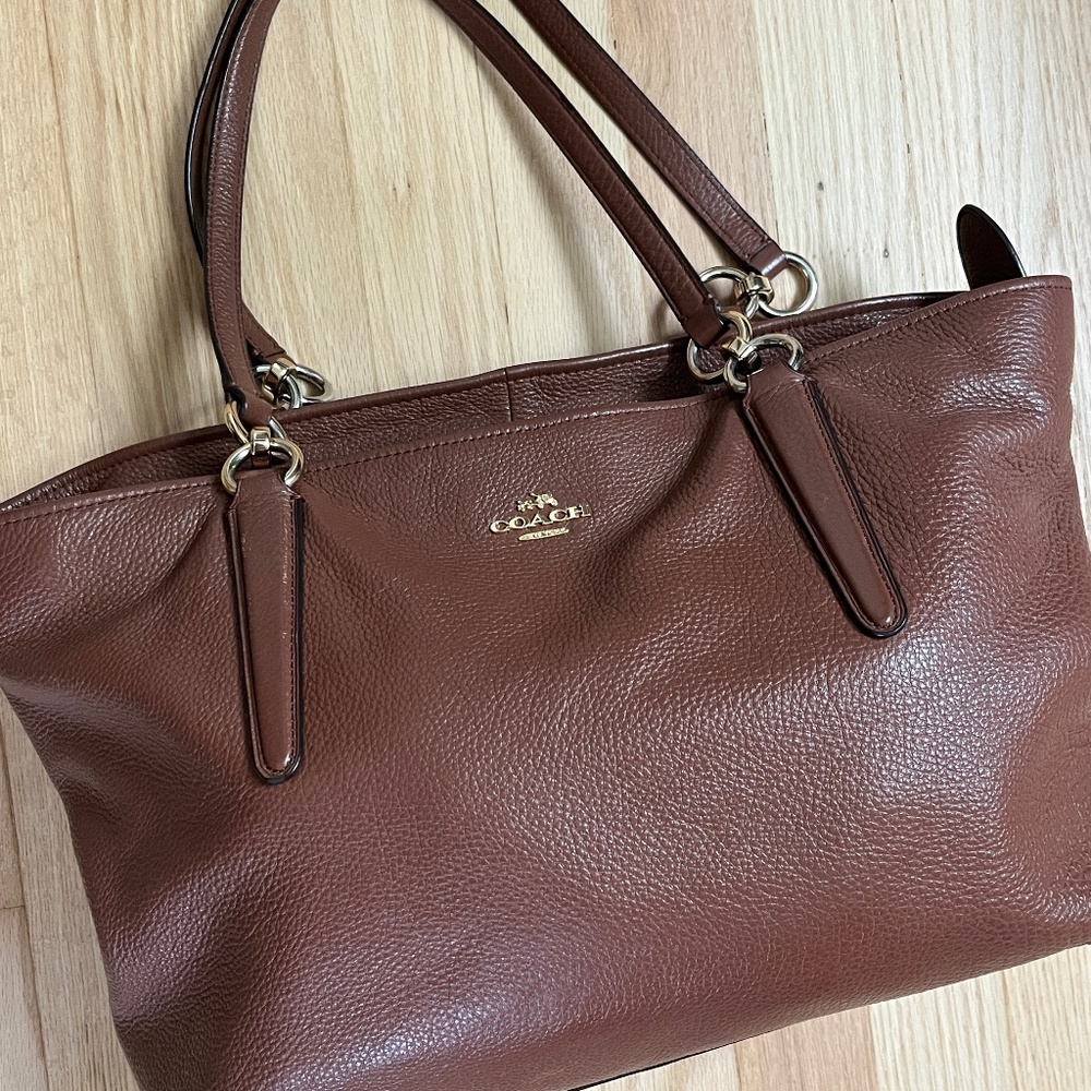 COACH brown leather tote shoulder bag